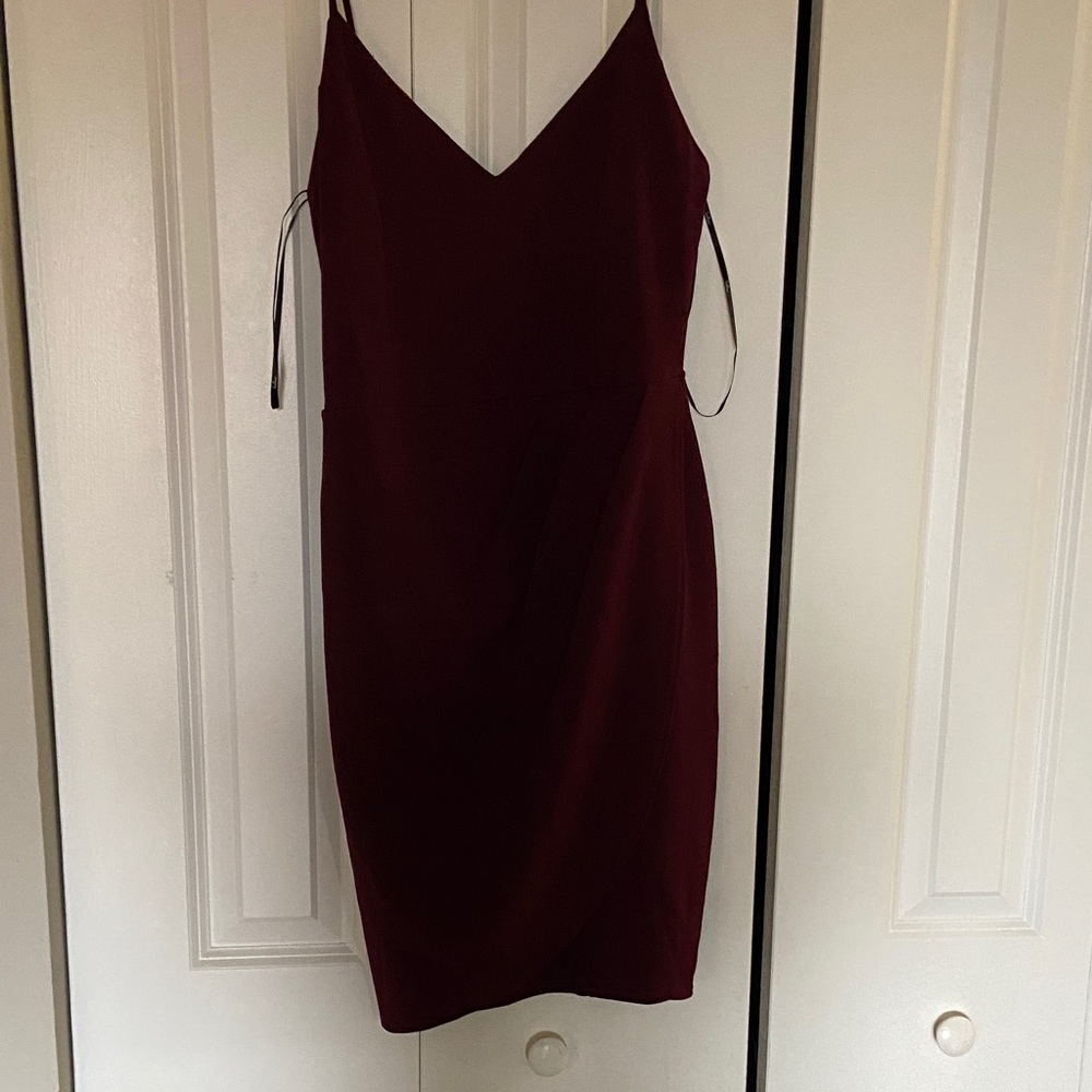 Lulu's Deep Red Mini Dress with Spaghetti Straps
